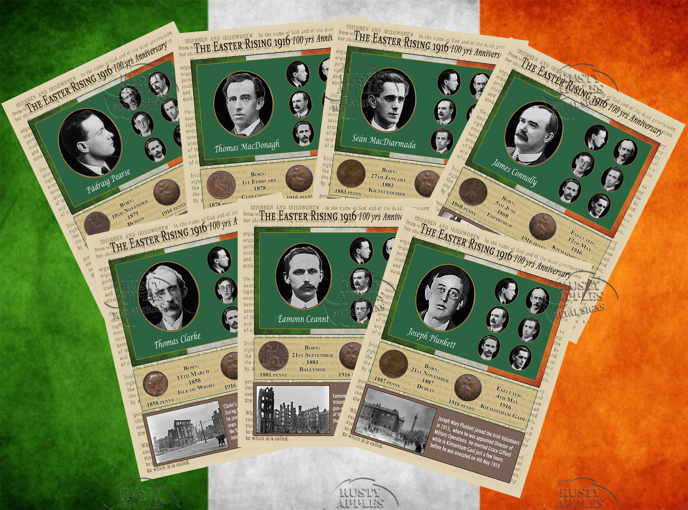 James Connolly Executed Leader Easter Rising 1916 Rare Birth & Death Montage - Image 2 of 2