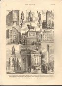 Dublin Famous Statues "Around The Capital" Antique Print 1878