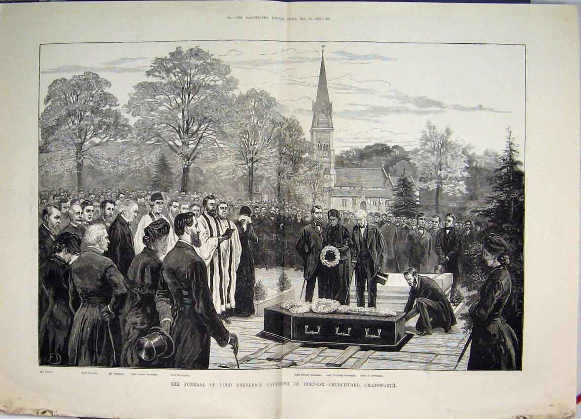 The Phoenix Park Murders "Lord Cavendish Funeral" Antique Print 1882