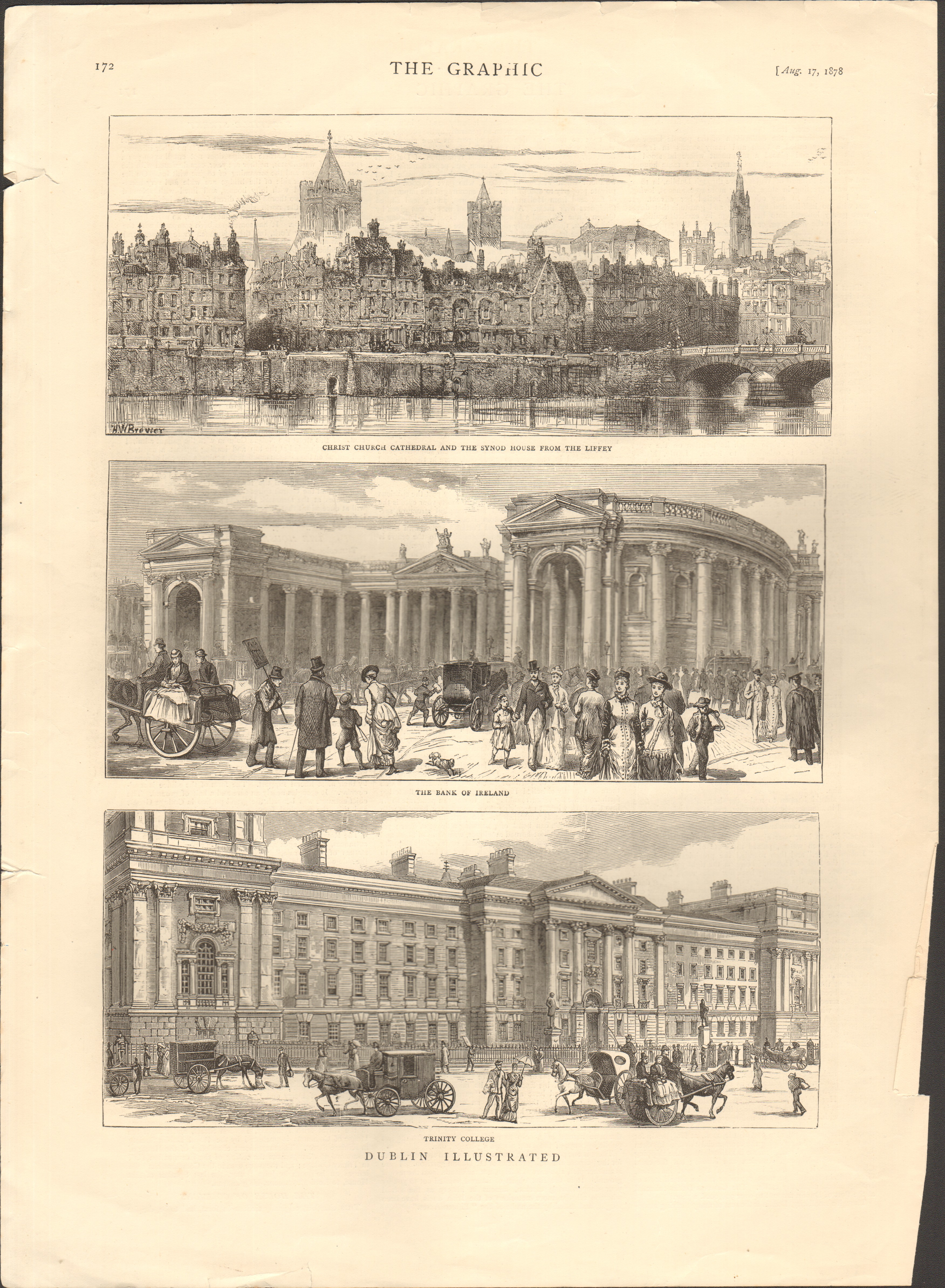 Dublin " Tourist Sites To Visit" Antique Print 1878