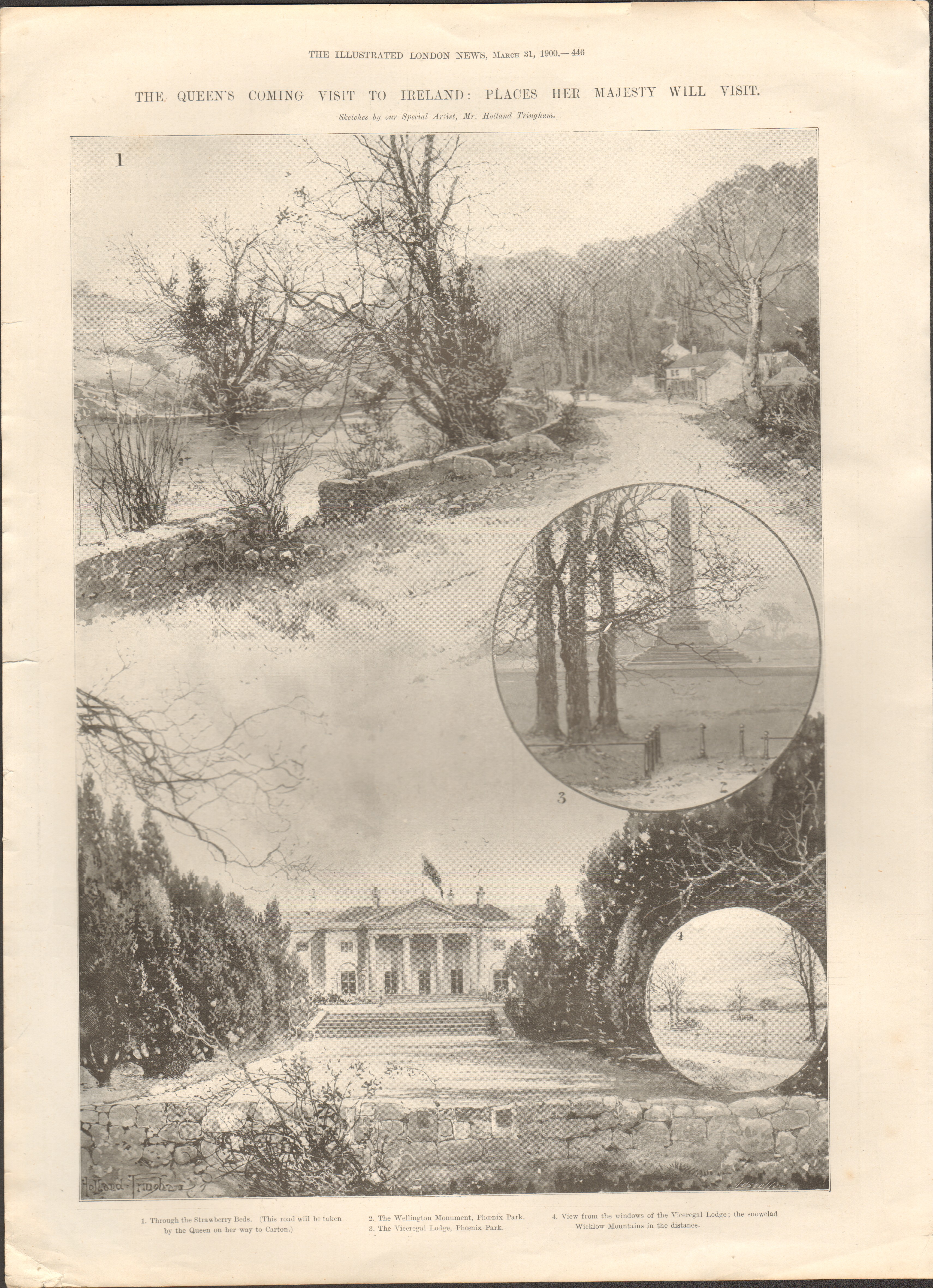 Queen Victoria Trip To Ireland “ Places To Visit “ Antique Print 1900