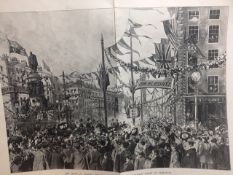 Queen Victoria Trip To Ireland “The Queen In Sackville St “ Antique Double Page Print