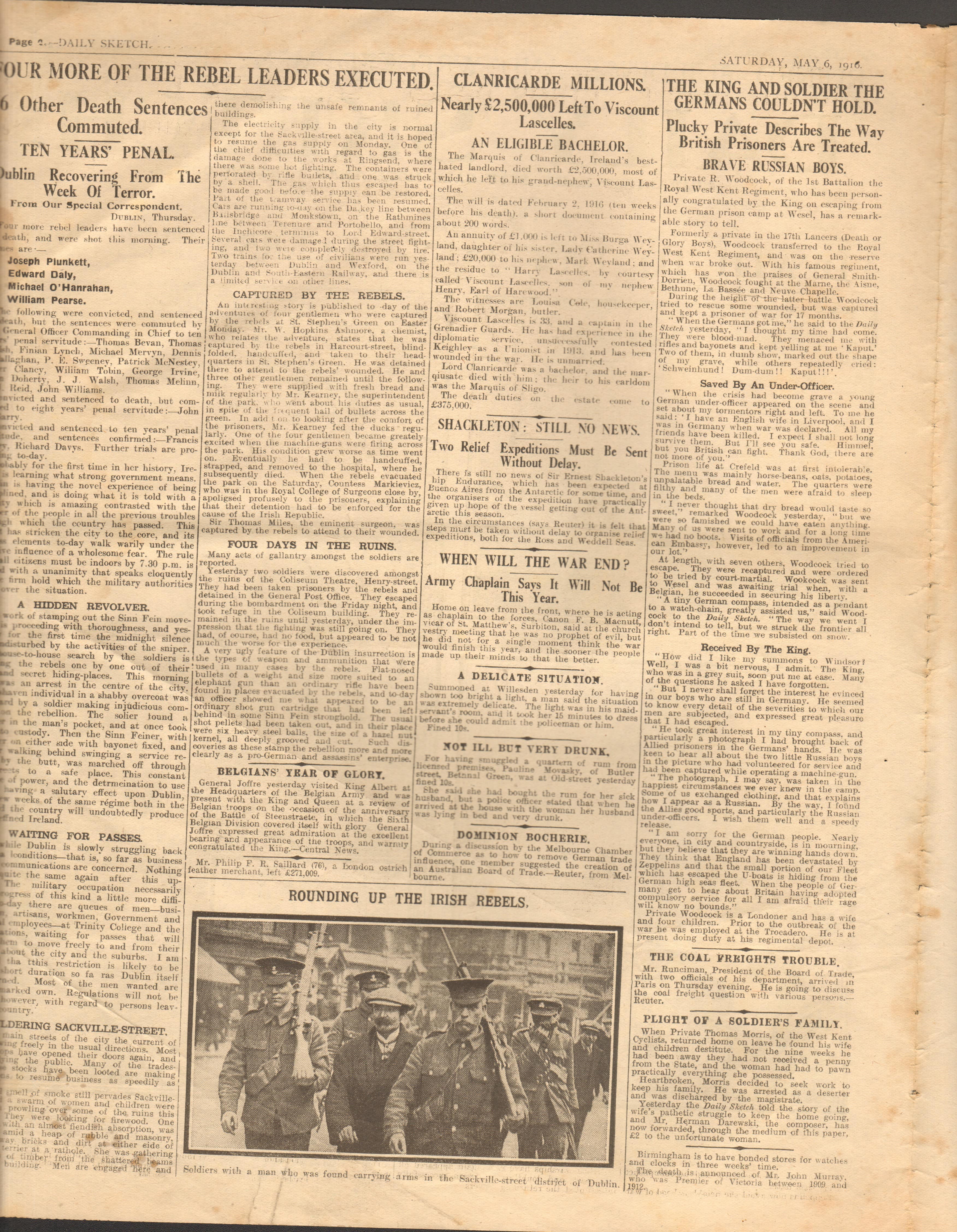 Easter Rising 1916 Reports Of The Rising Original Newspaper Leaders Executed - Image 3 of 5