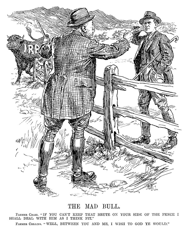 Michael Collins "The Mad Bull" Original 1922 Punch Print