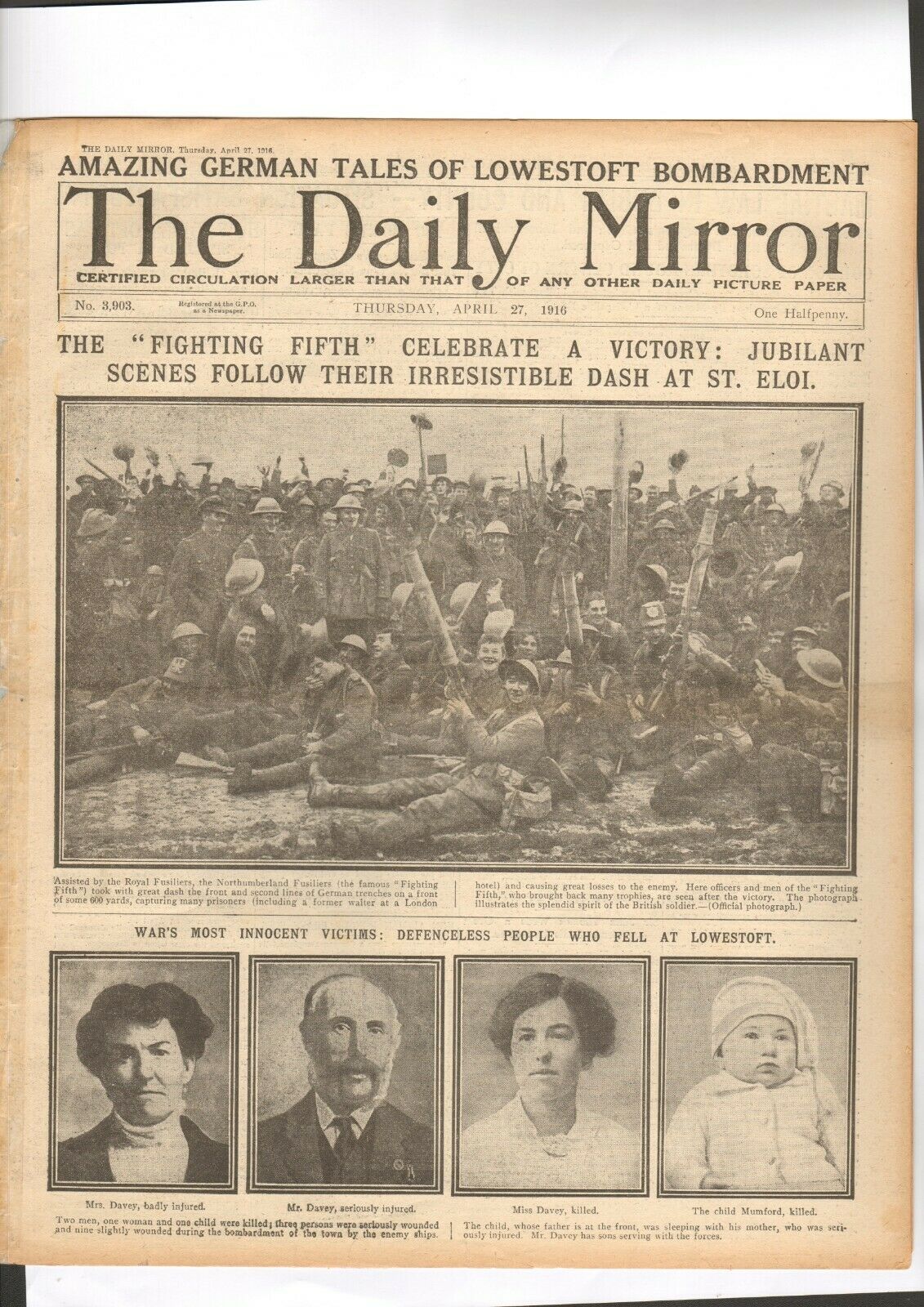 Original Newspaper First News Report The Easter Rising 1916 - Image 2 of 2