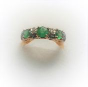 EMERALD & DIAMOND HALF HOOP RING