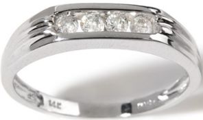 GENTS 4 STONE DIAMOND HALF HOOP RING