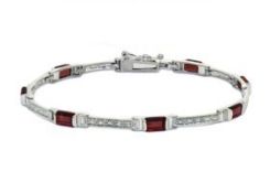 Garnet & Diamond Accent Bracelet