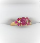 18Ct Yellow Gold Ruby & Diamond Cluster Ring