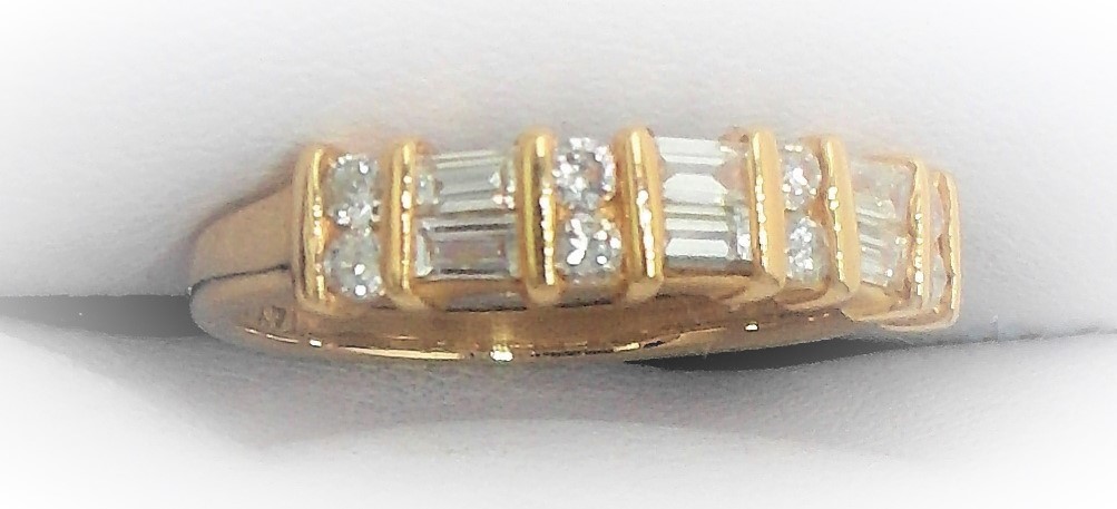 6 Stone Baguette Diamond Half Hoop Ring