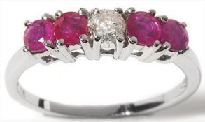 5 Stone Pink Sapphire & Diamond Ring