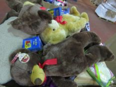 (278) LARGE PALLET APPROX 4FT TALL TO CONTAIN LARGE PLUSH BEAR BROWN AND BEIGE WITH RED BOW, MY...
