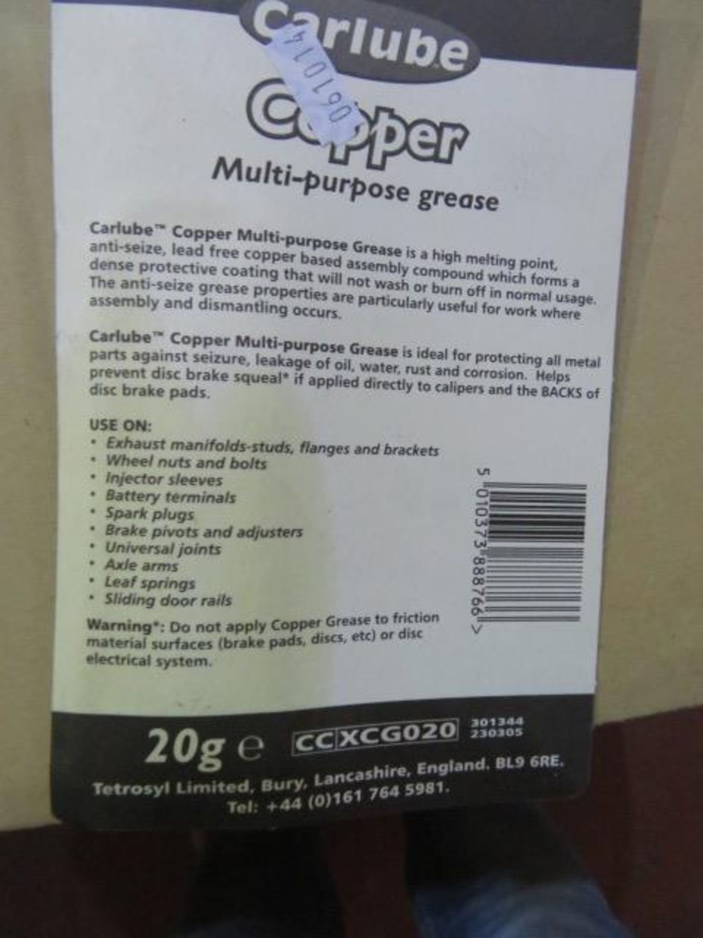 19x Carlube Copper Multi-purpose Grease, helps prevent disc brake squeal. 20g. UK DELIVERY AVAI... - Image 2 of 2