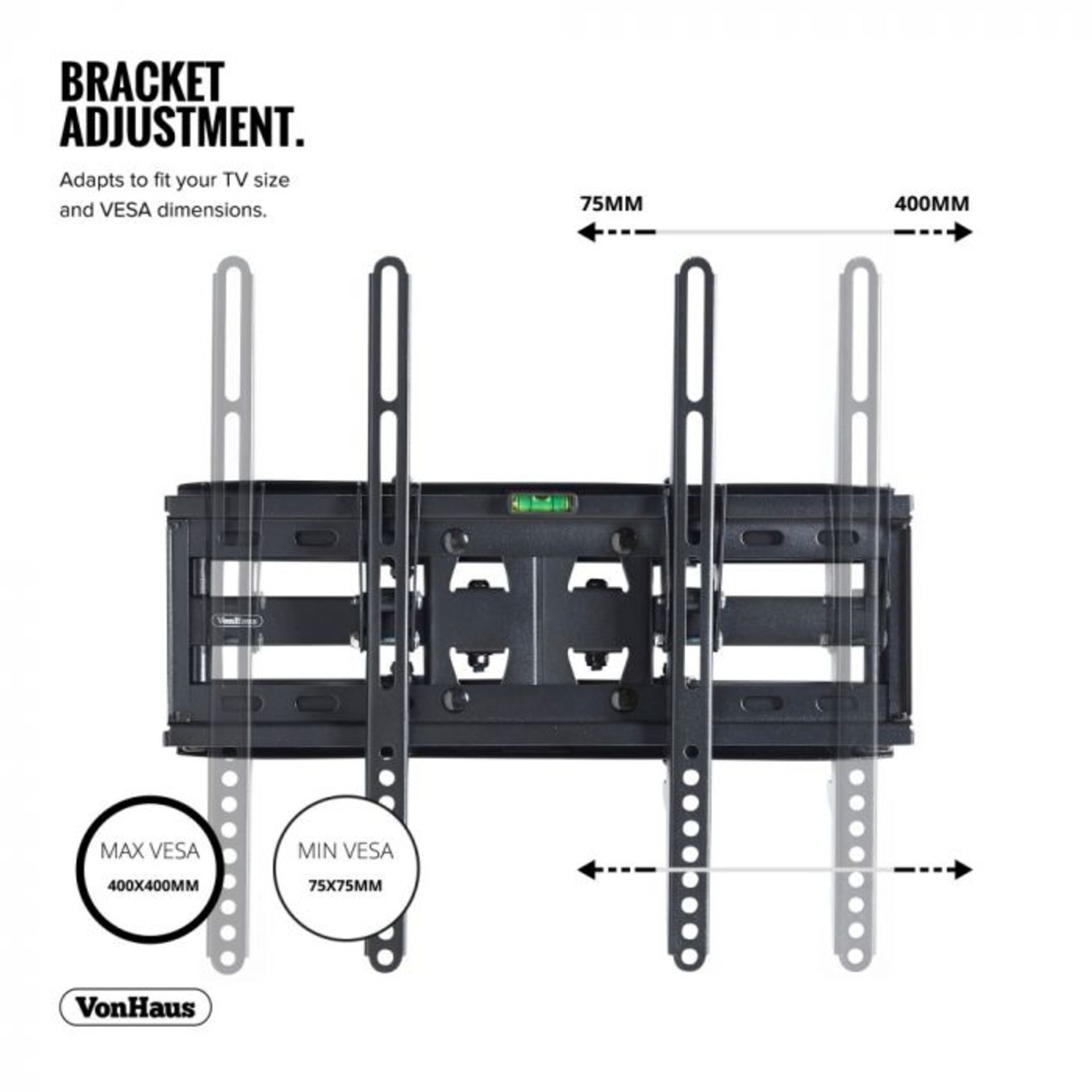 (V14) 23 - 56" Double Arm TV Bracket VESA Compatibility: 75x75mm, 100x100mm, 200x200mm, 300x30... - Image 3 of 4