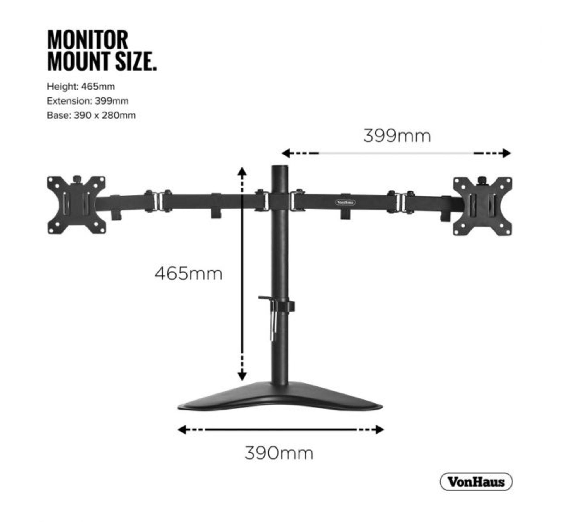 (X43) Dual Arm Desk Mount with Stand. Mount two screens side by side - holds two 13-32” telev... - Image 2 of 3