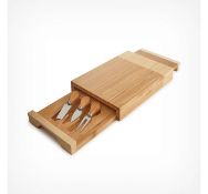 (X32) 3 Layer Cheese Board With Knives. 2 serving surfaces and a knife display with three speci...