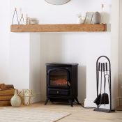 (S416) 1850W Small Black Stove Heater Freestanding small stove heater with bronze effect handl...