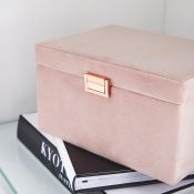 (S449) Blush Pink Velvet Jewellery Box Blush Pink velvet finish is super glam with a matching ...