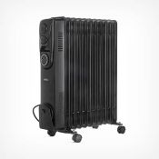 (S41) 11 Fin 2500W Oil Filled Radiator - Black 2500W radiator with 11 oil-filled fins for heat...
