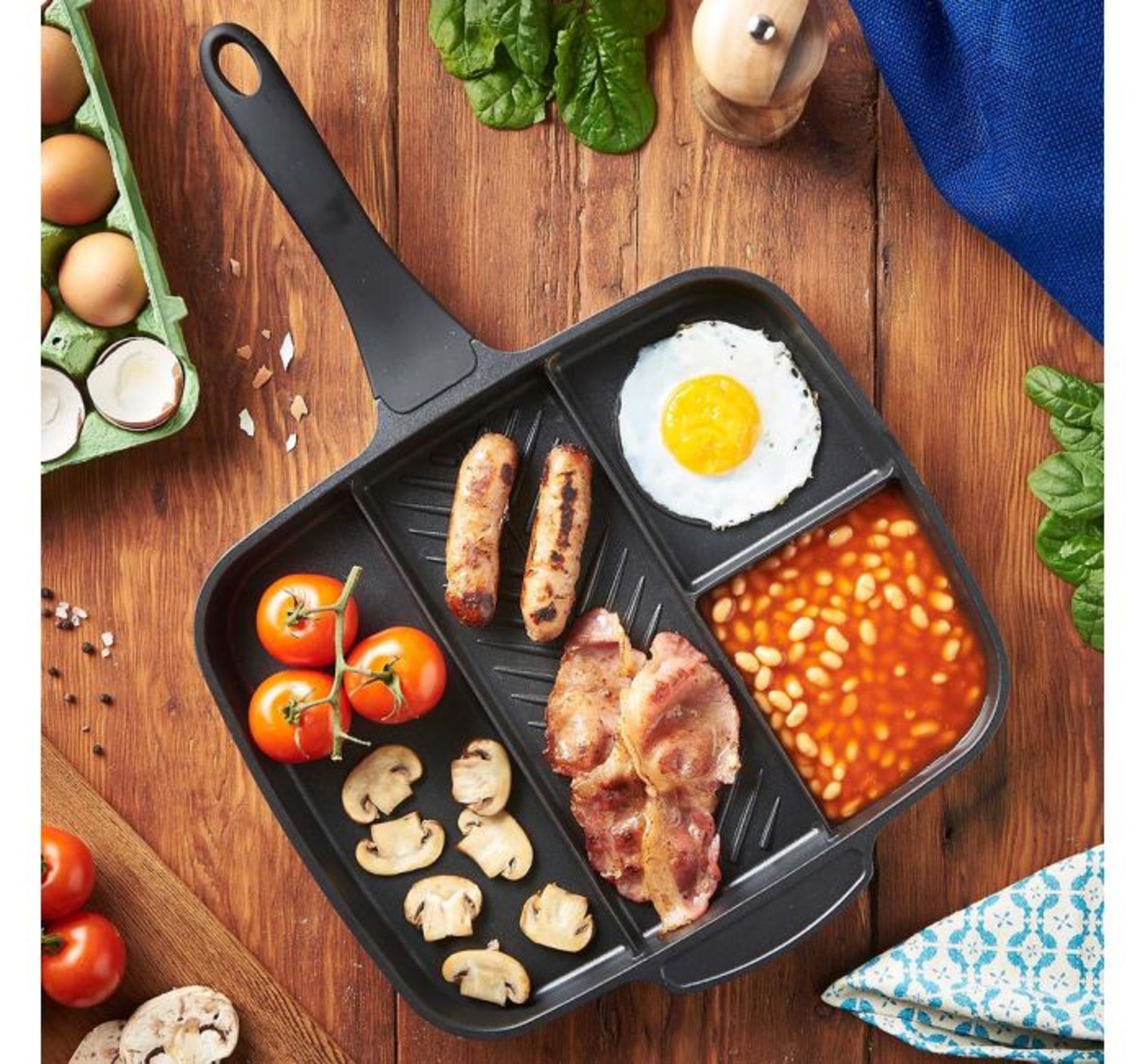 (X44) Multi Section Frying Pan. Four sections means you can cook multiple foods simultaneously ... - Image 2 of 3