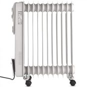 (V340) 11 Fin 2500W Oil Filled Radiator - White Suitable for areas up to 28 square metres 3 p...