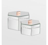 (X15) Silver Mirrored Trinket Boxes - Set Of 2. Keep your space neat and tidy and your trinkets...