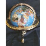 Collectable Agate and Brass 12 inch Globe Blue Base Colour