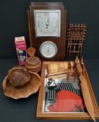 Vintage Parcel Includes Small Mirror Barometer & Treen Items