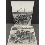 Vintage Collection of 2 Professional Photographs Harbour Scenes