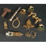 Parcel of Costume Jewellery Military Cap Badge & Pfeilring Cigar Cutter