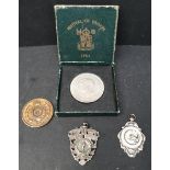 Sterling Silver Football Medal Plus Snooker Medal & Festival of Britain Coin