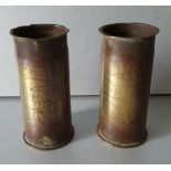 Antique Military WWI Trench Art Shell Casings German Inscribed A W Potts & A H Potts