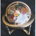 Collectable Agate and Brass 12 inch Globe White Base Colour