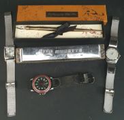 Vintage 3 x Wrist Watches Mouth Organ and Stuart Houghton Boxed Dip Pen