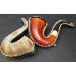 Vintage Calabash Gourd Style Tobacco Pipe In Original Case