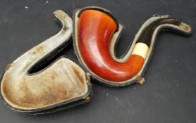 Vintage Calabash Gourd Style Tobacco Pipe In Original Case