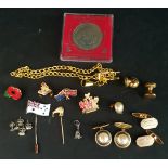 Parcel Costume Jewellery Includes Tie Pins Cufflinks Chain Pendant Coin