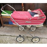 Vintage Royale Red Dolls Pram c1960's