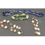 Vintage Glass Jewellery Bead Necklace bracelet and Agate Chains