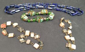 Vintage Glass Jewellery Bead Necklace bracelet and Agate Chains
