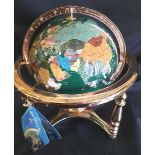 Collectable Agate and Brass 12 inch Globe Green Base Colour
