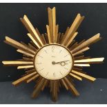 Vintage Paico Sunburst Wall Clock Working