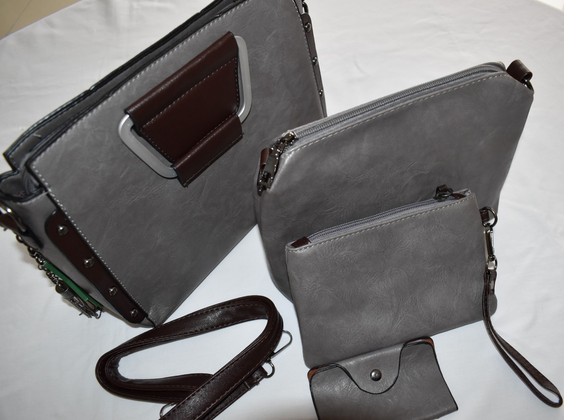 Black Top handle satchel bags for ladies set vegan leather hand bag/purse/wallet/card holder - Image 3 of 3