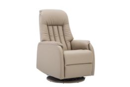 BRAND NEW BOXED GFA ST TROPEZ ELECTRIC RECLINING SWIVEL ARM CHAIR IN BONE LEATHER