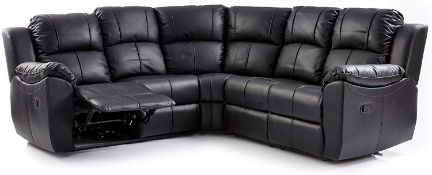 BRAND NEW BOXED SUPREME BLACK LEATHER RECLINING CORNER SOFA