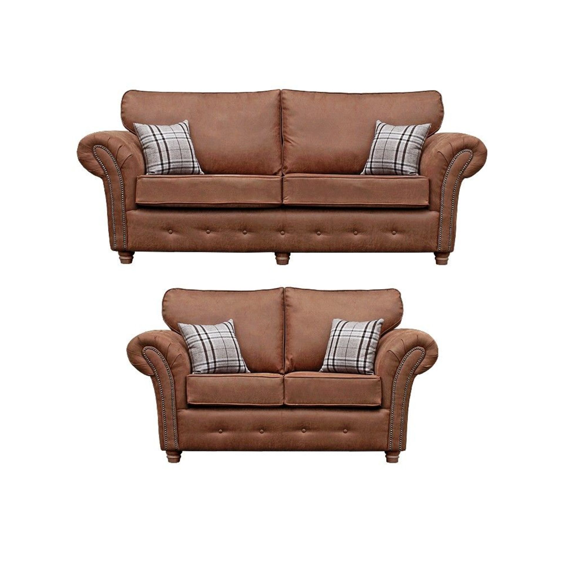 BRAND NEW 3 SEATER PLUS 2 SEATER WOODBOROUGH SOFAS IN TAN