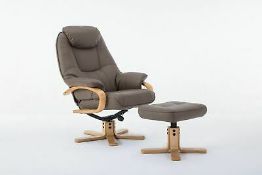 BRAND NEW BOXED GFA STRESS LESS CANNES SWIVEL RECLINING CHAIR AND STOOL IN TRUFFLE