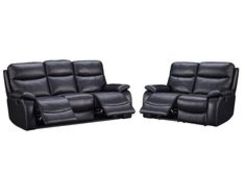 BRAND NEW BOXED 3 SEATER PLUS 2 SEATER PADDINGTON RECLINING SOFAS IN NAPLES BLACK