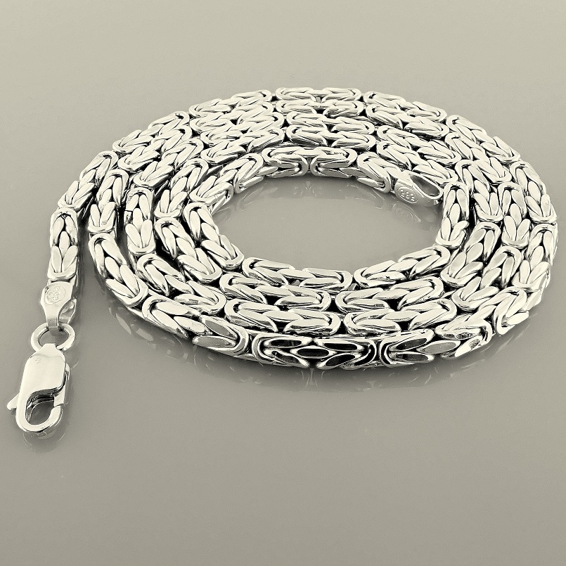 Byzantine Chain Necklace In 14K White Gold. 24.4 In (62 cm)