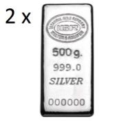 2x 500 gr 99,9 % Silver Bullion (Certified)